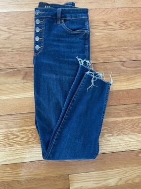 Kut from the Kloth Dark Blue Button-Fly Cropped Skinny Jeans